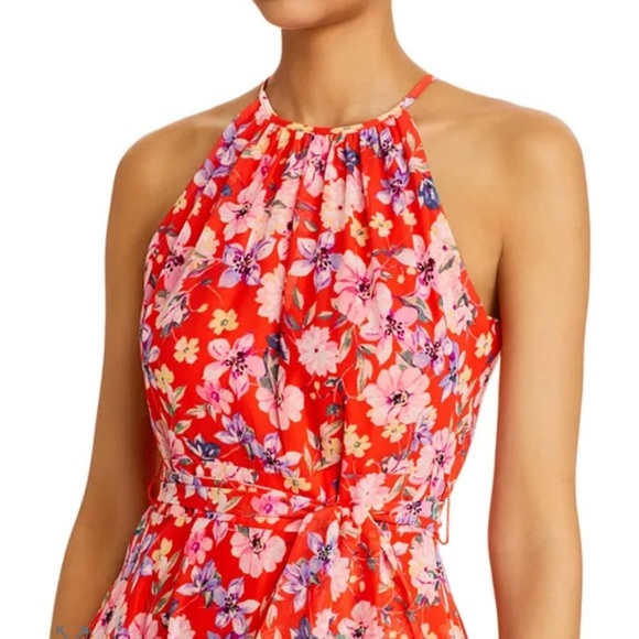 Eliza J Dresses & Skirts - Eliza J Halter Neckline Floral Dress in Red and Pink Floral Size 8 NWT